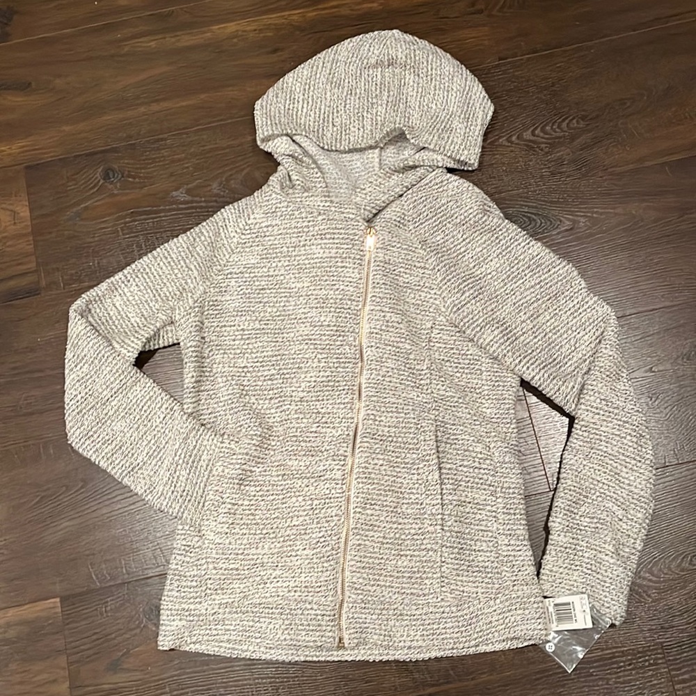 Womens INC Soft Knit zip up hooded sweater NWT